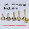 Золотистые, серебристые и черные самонарезающие винты с широкой головкой и шайбами