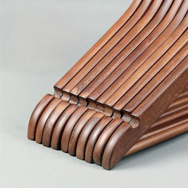 2/4 Wooden Hangers Solid Wood Hangers Clothing Store Wardrobe Wooden Clothes Hangers Home Seamless Adult Clothes Rack