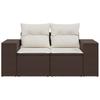 Vidaxl Sofa Ogrodowa Z Poduszkami, 2-Osobowa, Brązowa, Polirattan