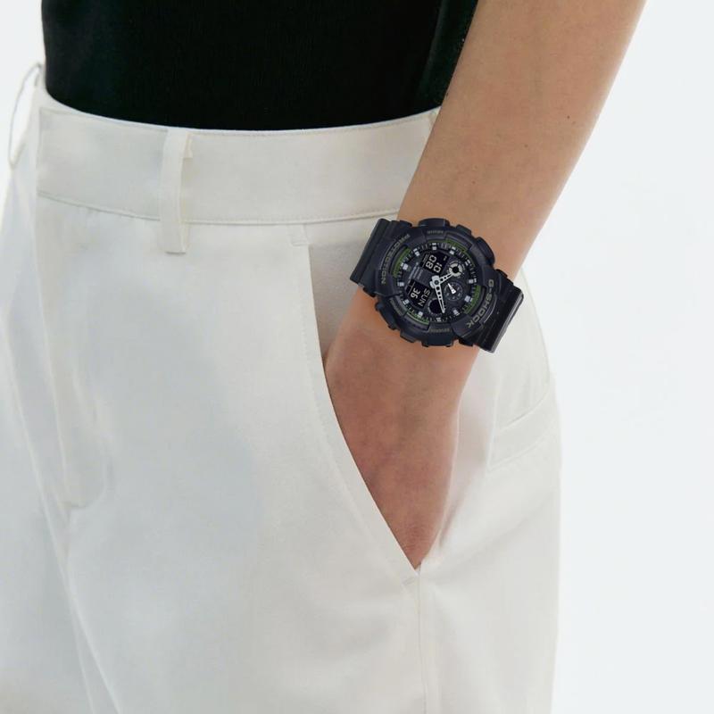Casio Серия CASIO G-SHOCK серия YOUTH классический стрелочный двойной дисплей циферблат спортивный водонепроницаемые кварцевые часы кварцевый механизм ремешок из смолы GA-100L-1APR