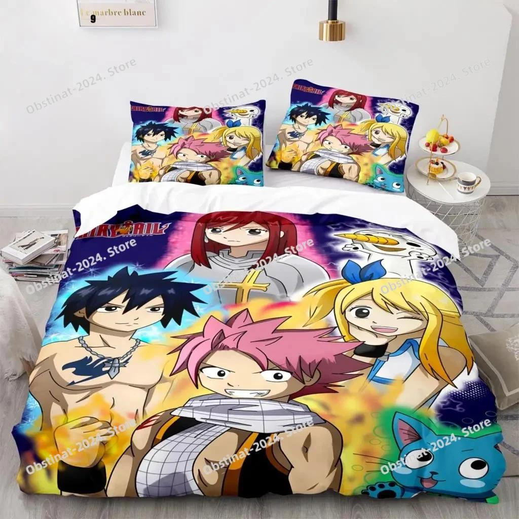 Fairy Tail Bedding Set Printed With Pillowcase Bed Duvet Cover Soft Single Double Queen Super King Size Fairy Tail Aldult Kid
