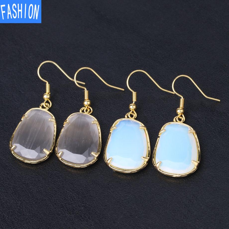 Геометрические серьги с натуральными кристаллами, комплект когтей, золотые серьги с подвесками в форме орлов