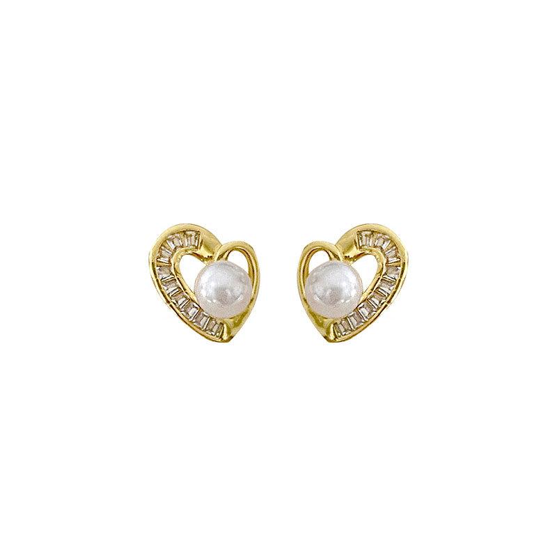 Серьги Pearl Love французские ретро легкие роскошные маленькие в форме сердца для поездок на работу