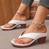 Women's High Quality Summer Fashion New Solid Color Open Toe Sandals Women's High Heels Casual Beach Flip Flops