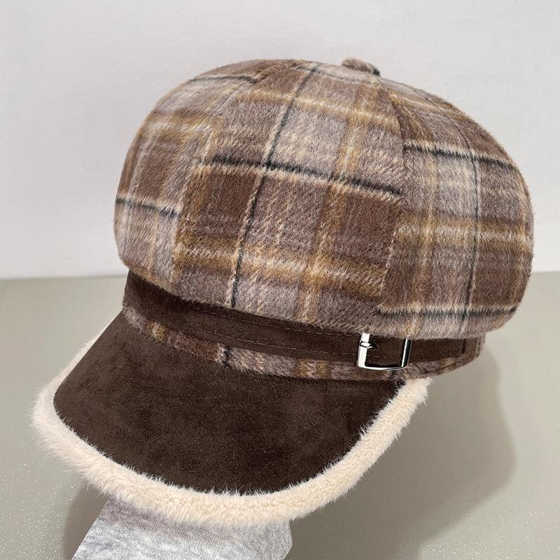 Ретро Универсальный Шерстяной Берет Подчеркивающий Лицо Утиный Язычок Восьмиугольная Шляпа Детская Теплая Ветрозащитная Шляпа Газетчика