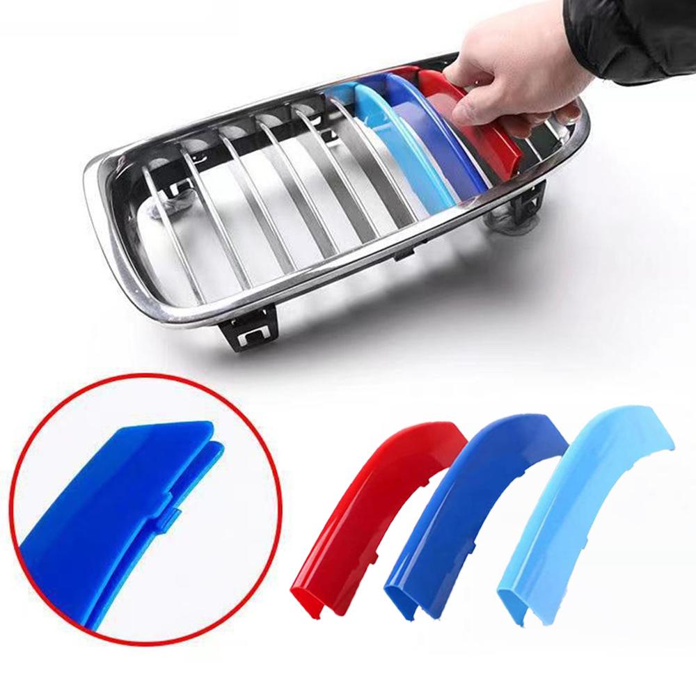 3PCS Car Front Grille Trim Strips For BMW 3 Series E46 E90 F30 Three Color Grille Decoration Accessories Car Exterior Moulding ac2