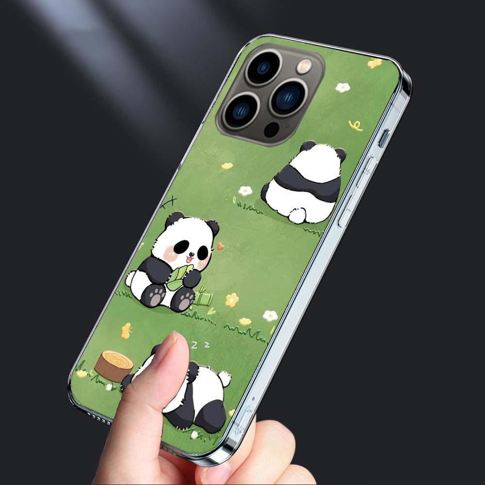 Очень милый чехол для телефона с маленькой пандой для Iphone 16E 15 Pro 14 Plus 17E 16 17 Pro Max Air 11 12 13 Mini Ударопрочный Capa Милый Cove