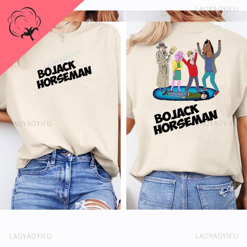 Bojack Horseunisex With Friends Tshirt Unisexs And Unisexs Vintage Classics Cotton Kids Funny Oversided Y2k Clothing Camisa Tee Top