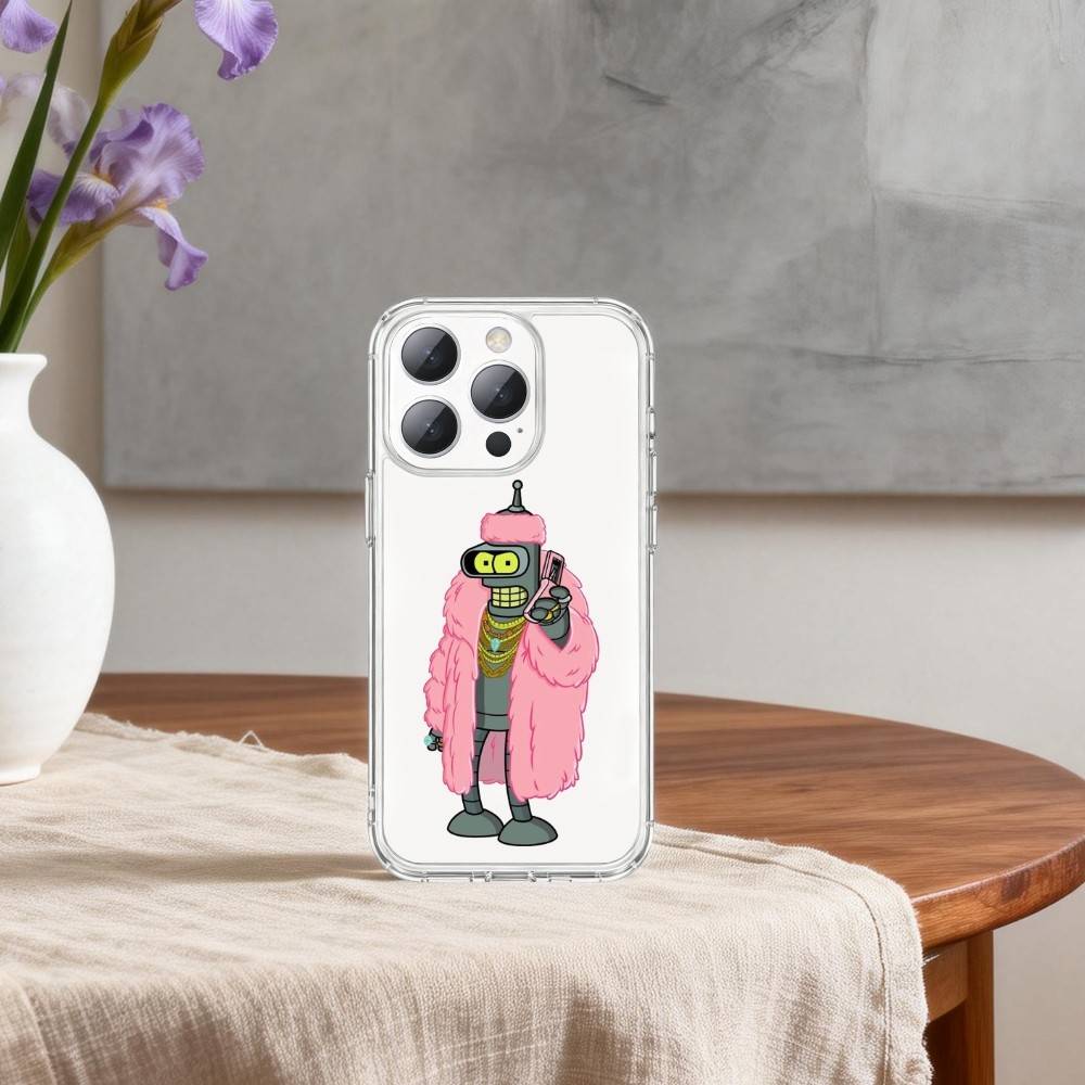 Futurama Funny Bender Phone Case For iPhone 17 16 15 14 13 12 11 Mini Pro Max Plus Transparent Cover