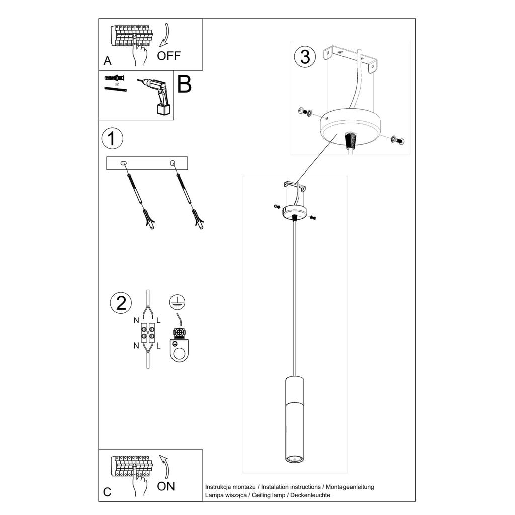 Lampa Wisząca Borigio 1 Gu10 Czarny Beton Sollux Sl.0650