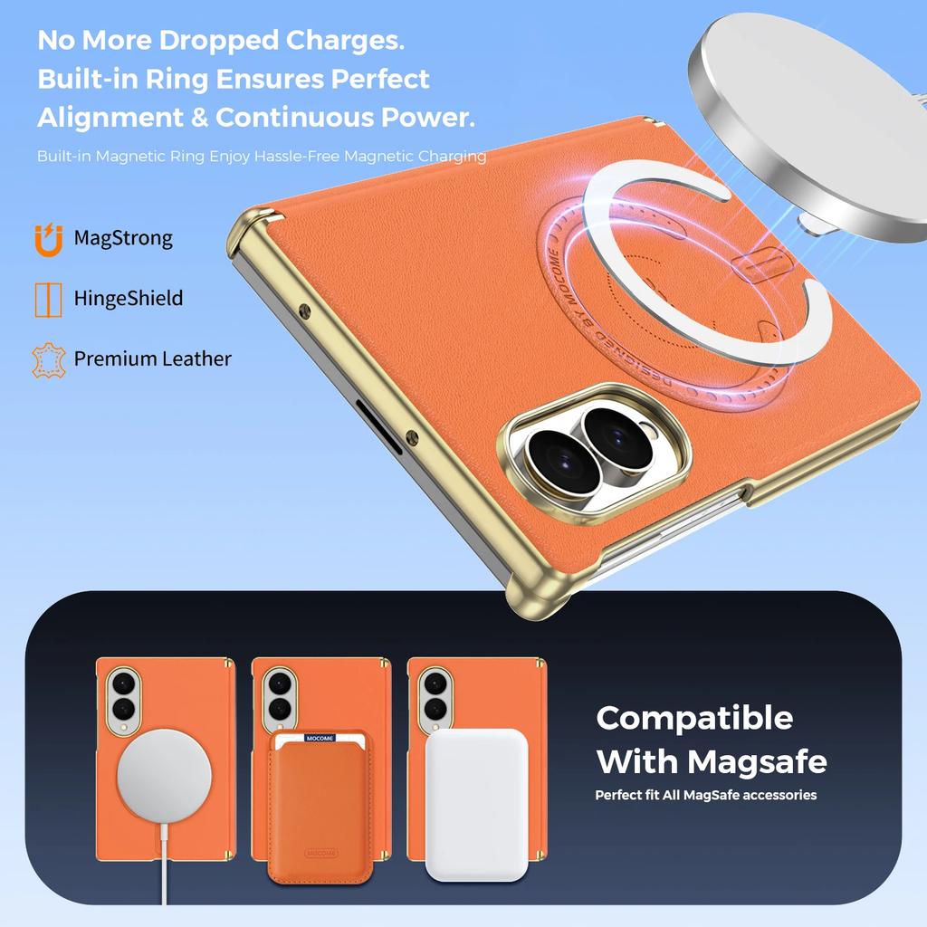 Magnetic Case For Samsung Galaxy Z Fold 8 Ultra 7 6 5 Fold8 Fold7 Luxury Leather Protection Wireless Charging Phone Cover Funda