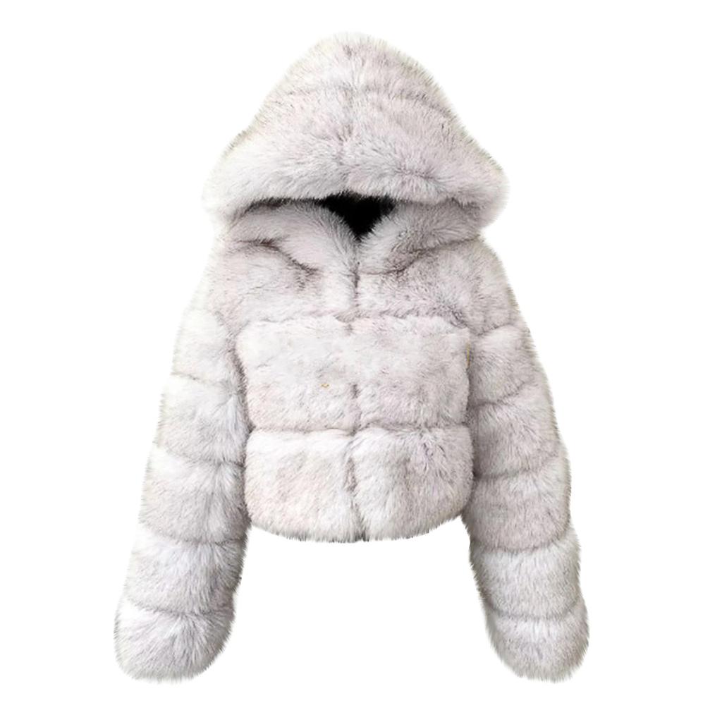 Женская модная куртка, однотонное плюшевое пальто с длинными рукавами и капюшоном