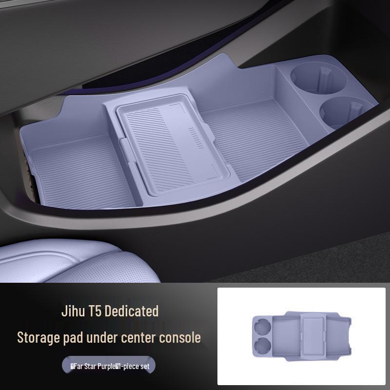 Compatible with 25 Jihu T5 models: Center Console Lower Storage Box & Organizer for Car Interior Modification