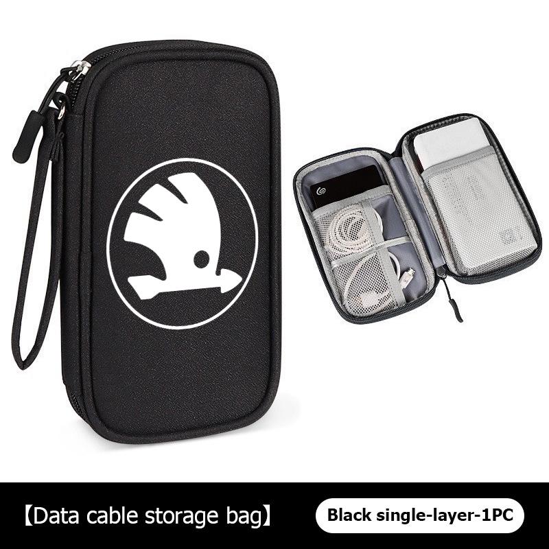 AAFO1 Oxford Cloth Car Styling Digital Data Line Box Travel Organizer Trunk Storage Bag For Skoda Fabia Kamiq Superb Scala Enyaq-iV