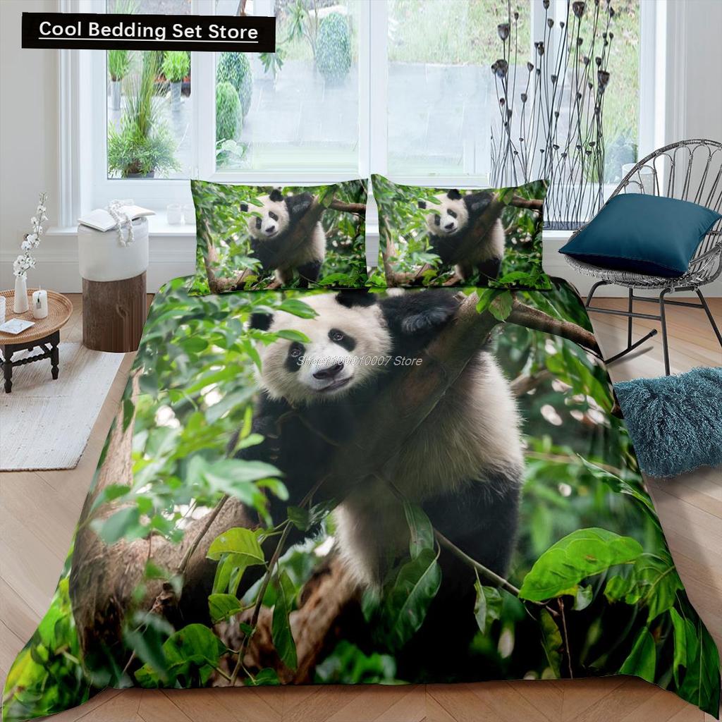 3D Panda Bedding Set Lovely China Black White Animal Duvet Cover King Queen Bamboo Comforter Cover 2/3pcs Polyester Quilt Cover
