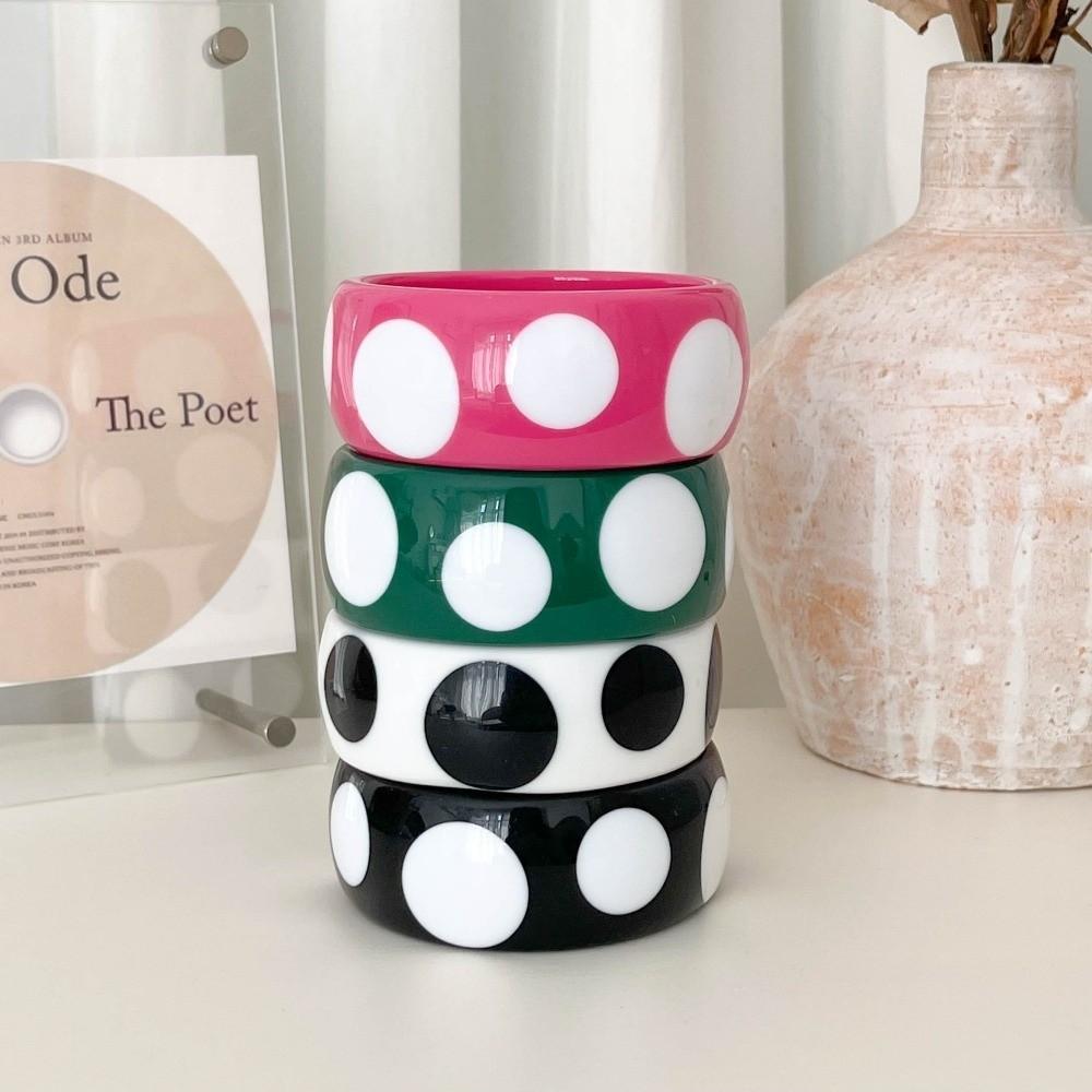 Hip Hop Resin Polka Dot Bangles Round Wide Candy Color Bracelets Fashion Jewelry  Unisex