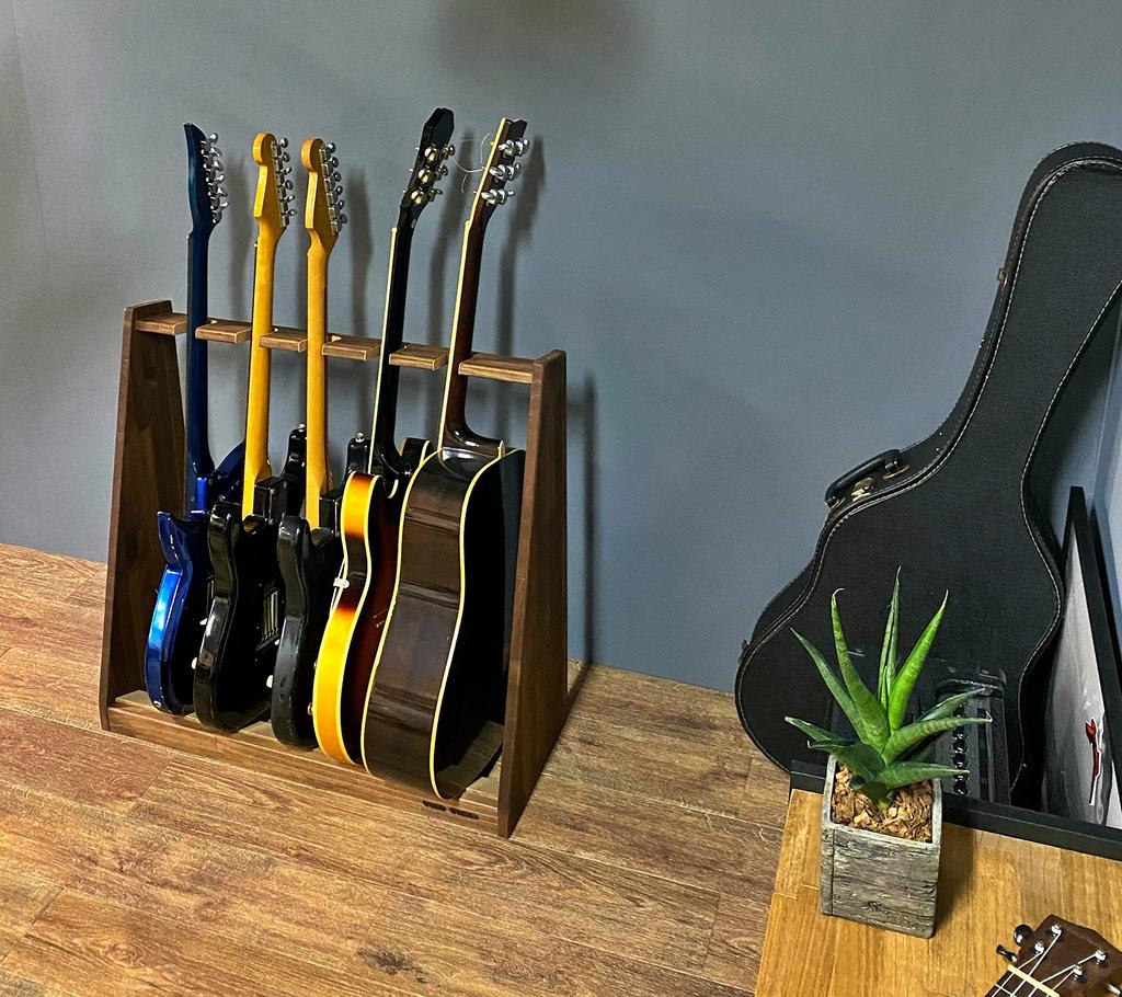 WOODWORKS Made in Japan Guitar Stand for Electric Holder Guitar, 3-piece (Brown)