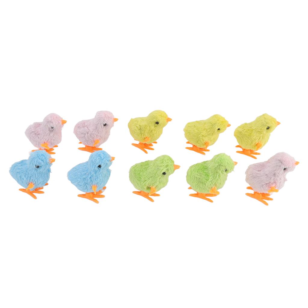 10pcs Clockwork Chick Toy Cute Fun Colorful Stuffed Chick Hopping Wind Up Toy for Cats Kittens Toddlers