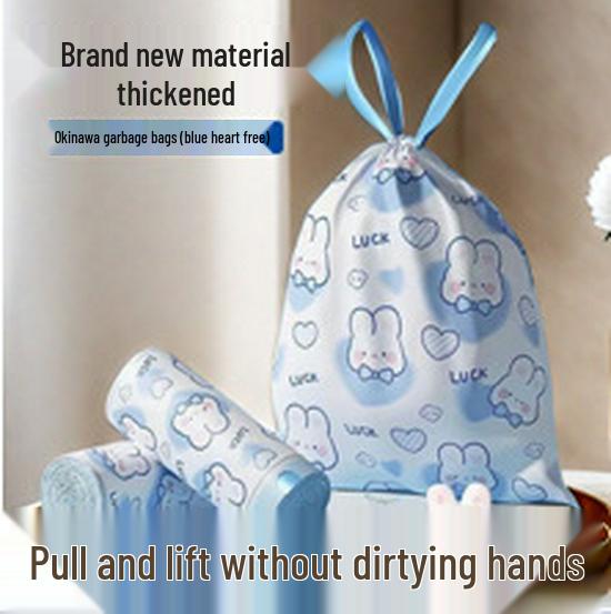 Large Cartoon Print Drawstring Garbage Bags – Thickened, Handheld, Perfect for Kitchen & Office