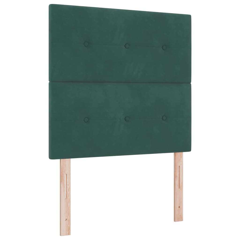 Box Spring Bed with Headboard Dark Green 200 x 90 cm Velvet