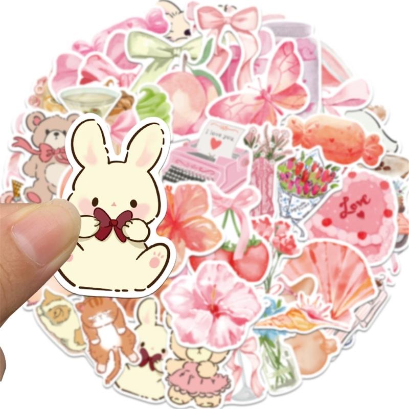 50Pcs Water Resistant Cartoon PVC Sticker Aesthetic Sticker for Water Bottle Laptop Car Scrapbooking Journal Skateboard
