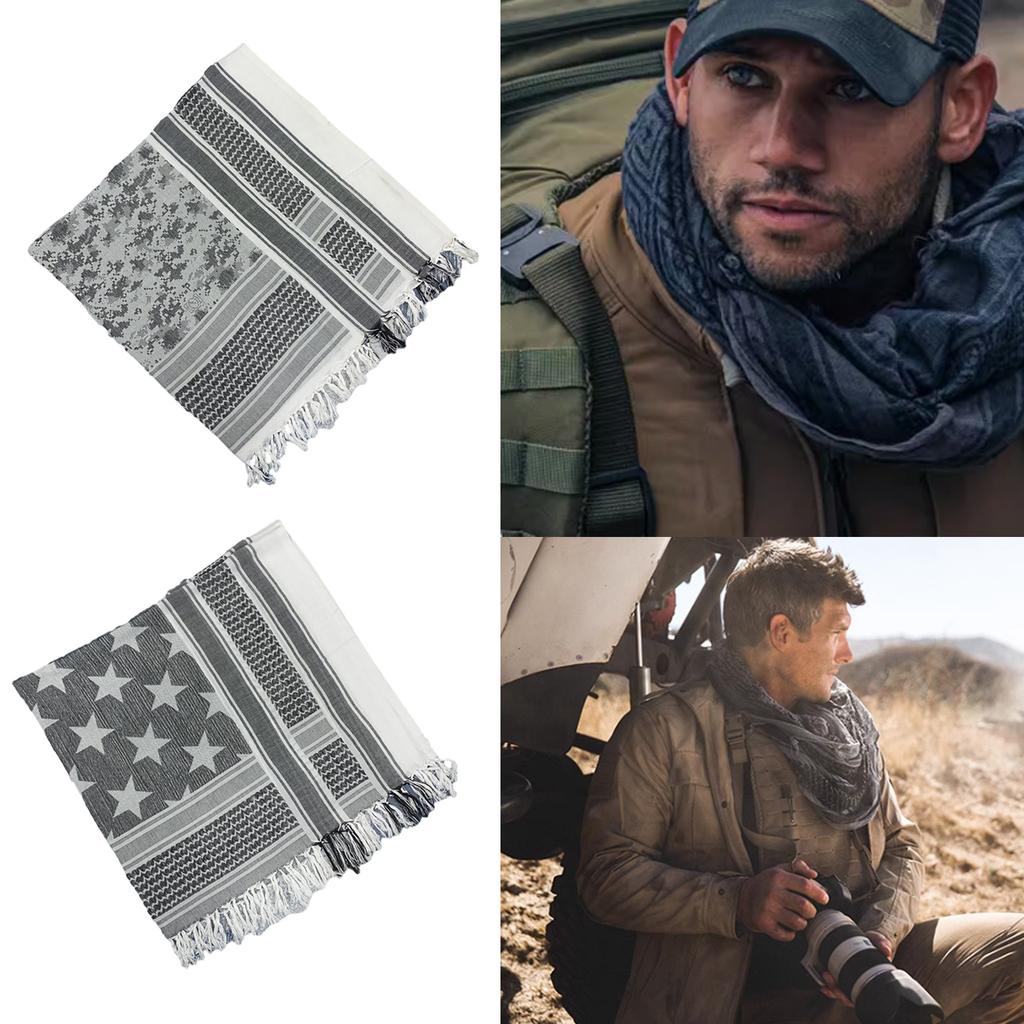 Shemagh Desert Scarf Black and White Arab Keffiyeh Shawl Wrap with Tassels Scarves Bandana Head Wraps for Men and Women