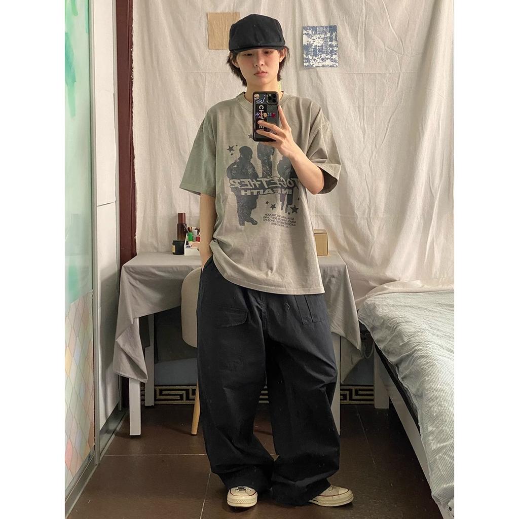 Летняя новая мужская модная трендовая футболка, универсальная, с круглым вырезом, повседневная, с коротким рукавом и принтом в виде буквы