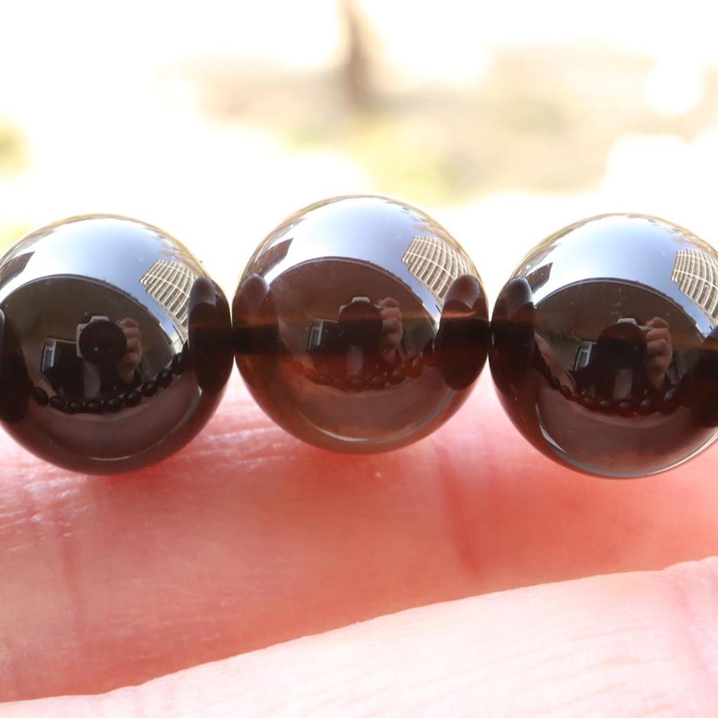 [GOLD STONE] Morion Black Quartz Bracelet, 12mm, Tibetan Natural Quartz Power Stone, Certified, Comes with a Special Box, Inner Diameter: Approx. 17cm