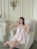 Ice silk pajamas women's suspender shorts homewear set pure desire pink series spring and summer 1011 new