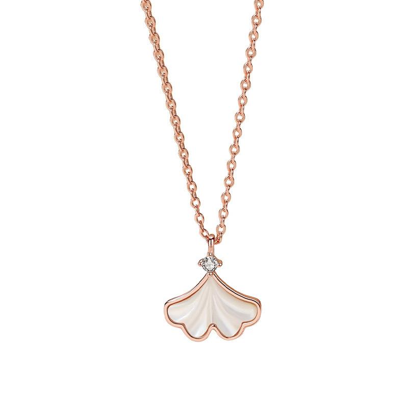 Little Lucky Apricot Leaf Necklace Light Luxury Temperament Clavicle Chain Niche Gift for Girlfriend Valentine's Day