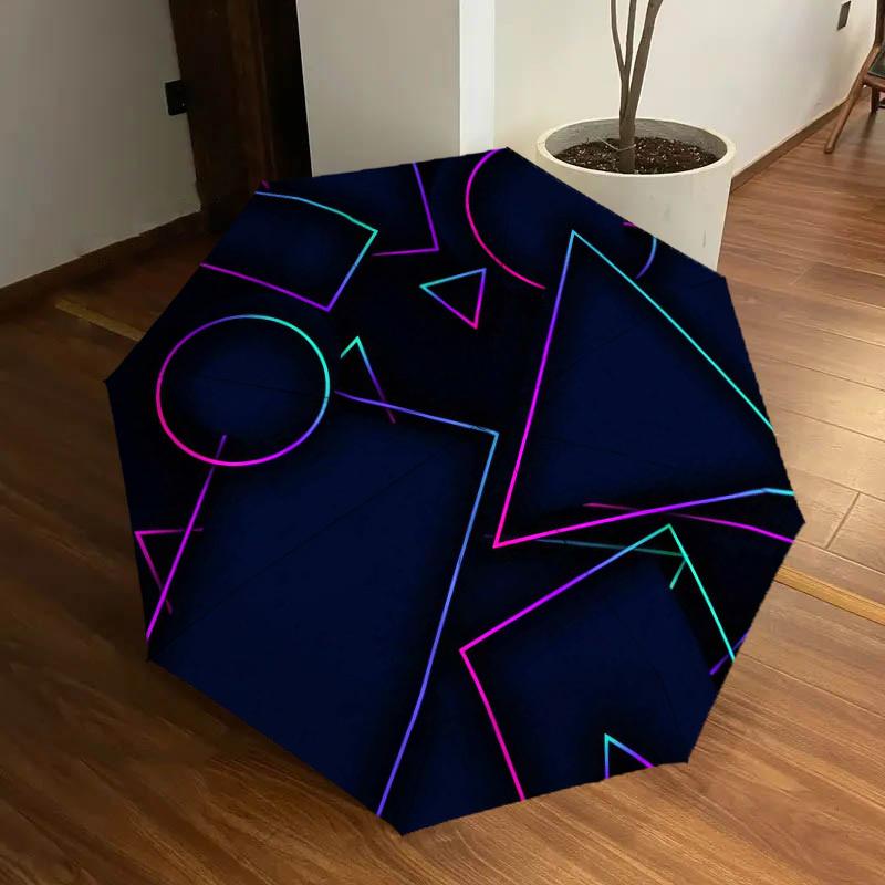 1pc Neon Geometric Shapes Umbrella with Plastic Handle,Suitable for All Seasons Home Travel Outdoor UmbrellaDD363