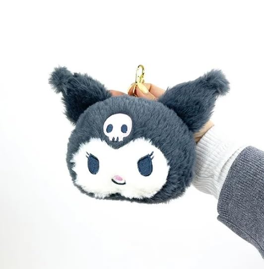 Чехол для пропуска Face Pass с держателем для катушки Commuter Plush Kuromi Set (Пропускной футляр, кольцо)
