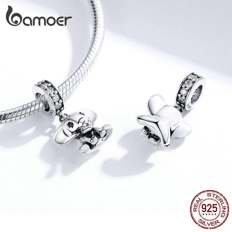 BAMOER Серебро 925 Ювелирные Изделия Слон Петух Собака Подвеска Шарм для Оригинального Браслета или Ожерелья