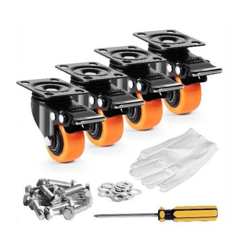 2/3/4/5/6-дюймовые колеса с двойной блокировкой из ПВХ для безопасности, колеса для тележки, мебели, верстака, вспомогательный инструмент для перемещения, поворотные колеса с пластиной