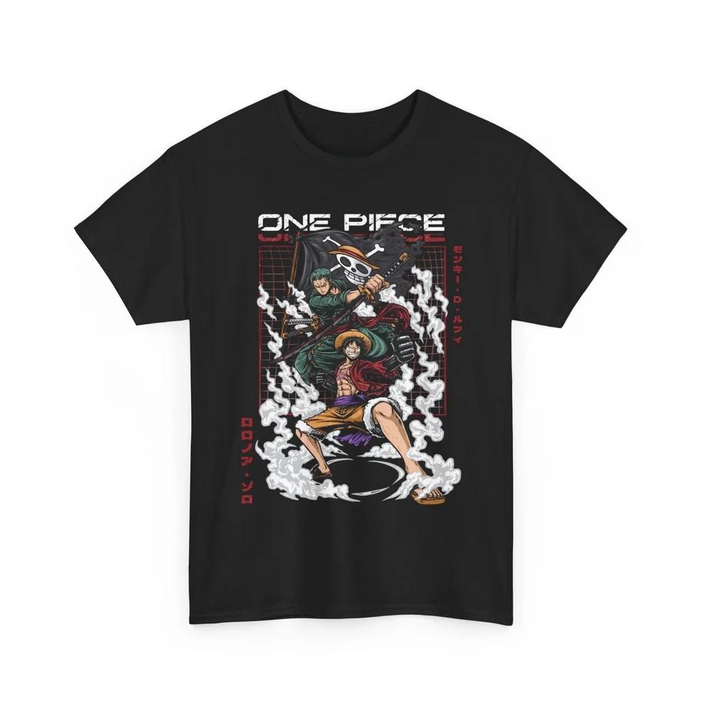Футболка One Piece Луффи Зоро Оверсайз 100% Хлопок Модная Мягкая Легкая Уличная Одежда С Коротким Рукавом С Графическим Принтом для Мужчин Женщин