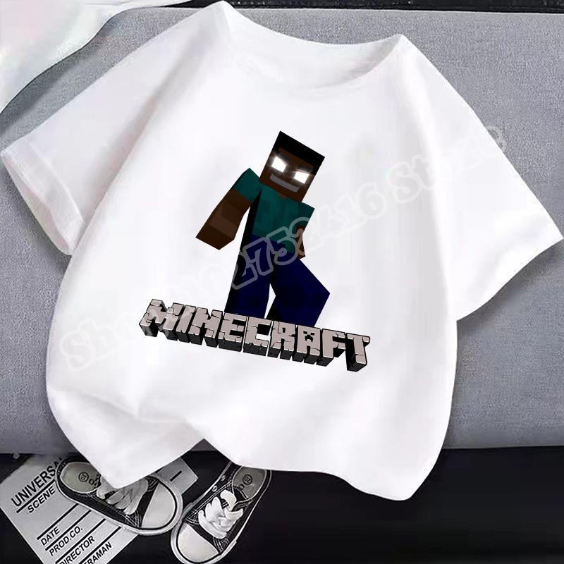 Детская хлопковая футболка с круглым вырезом Miner Crafted, с принтом на игровую тематику, с коротким рукавом, повседневные футболки для мальчиков, летняя одежда, детские подарки