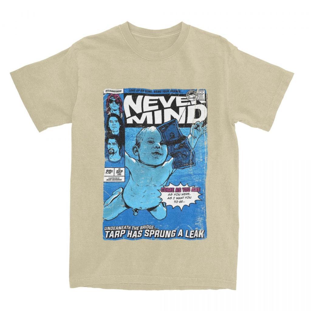 Funny Kurt Cobain Nevermind Album T Shirt Unisex Womens Pure Cotton Tees Shirt Summer Clothing