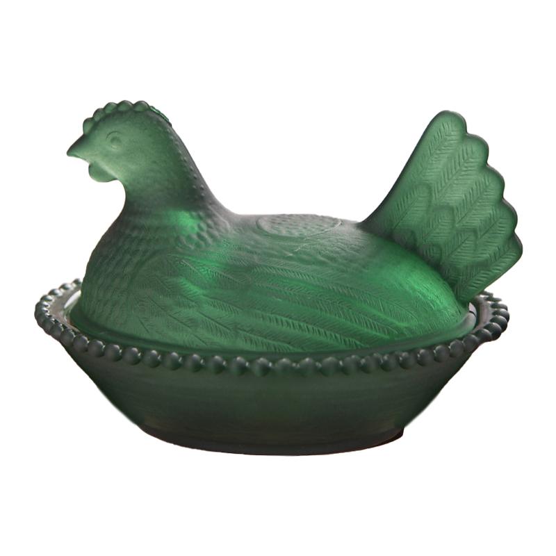 Стеклянное блюдо "Курица на гнезде", Хрустальная конфетница с крышкой в форме курицы, Фруктовница-курица, Тарелка для десертов и закусок, Ретро-миска, Банка