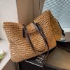 Luxury Design Straw Woven Tote Bags for Women Large Capacity Shoulder Beach Bag Pure Color Summer New Big Shopping Handbag