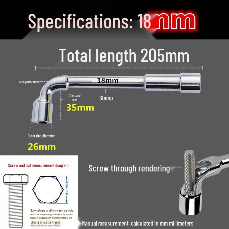 Г-образный торцевой ключ с проходным отверстием, шестигранный 6-22 мм, с крюком и коленчатой конструкцией.