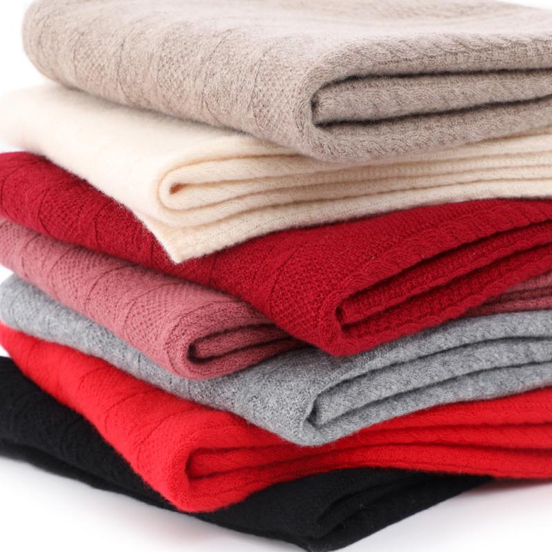 100% Шерсть Узор Вязаный Длинный Шарф Для Женщин Зима Осень Мягкий Теплый Однотонный Минималистичный Обмотка Хиджабы Двойного Использования Шали Женский