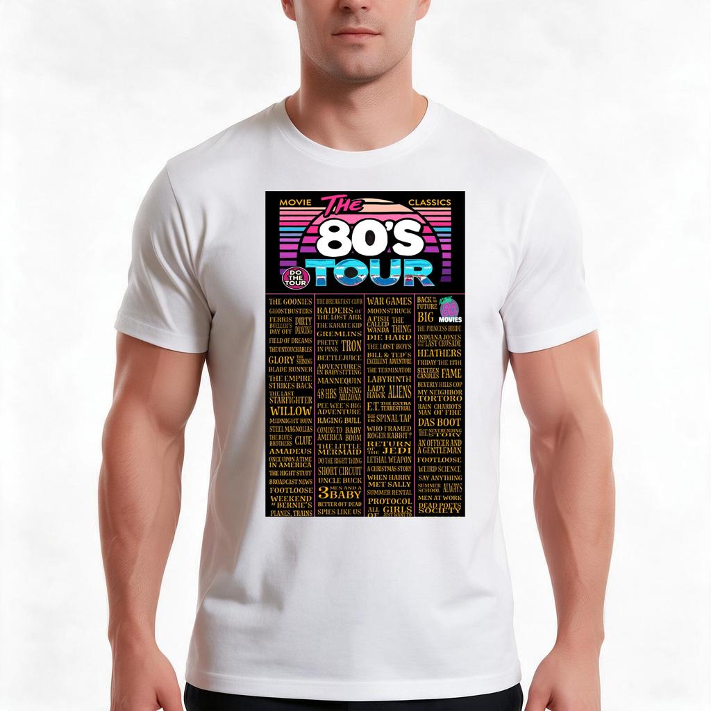 80s Movie Tour Tshirt Summer Casual Cotton Tee Oversized Streetwear Tops Vintage Graphic Print Loose Fit Short Sleeve