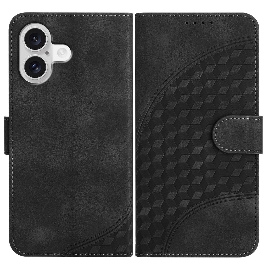 For iPhone 17 Leather Case with Wrist Strap Diamond Imprint Wallet Phone Cover