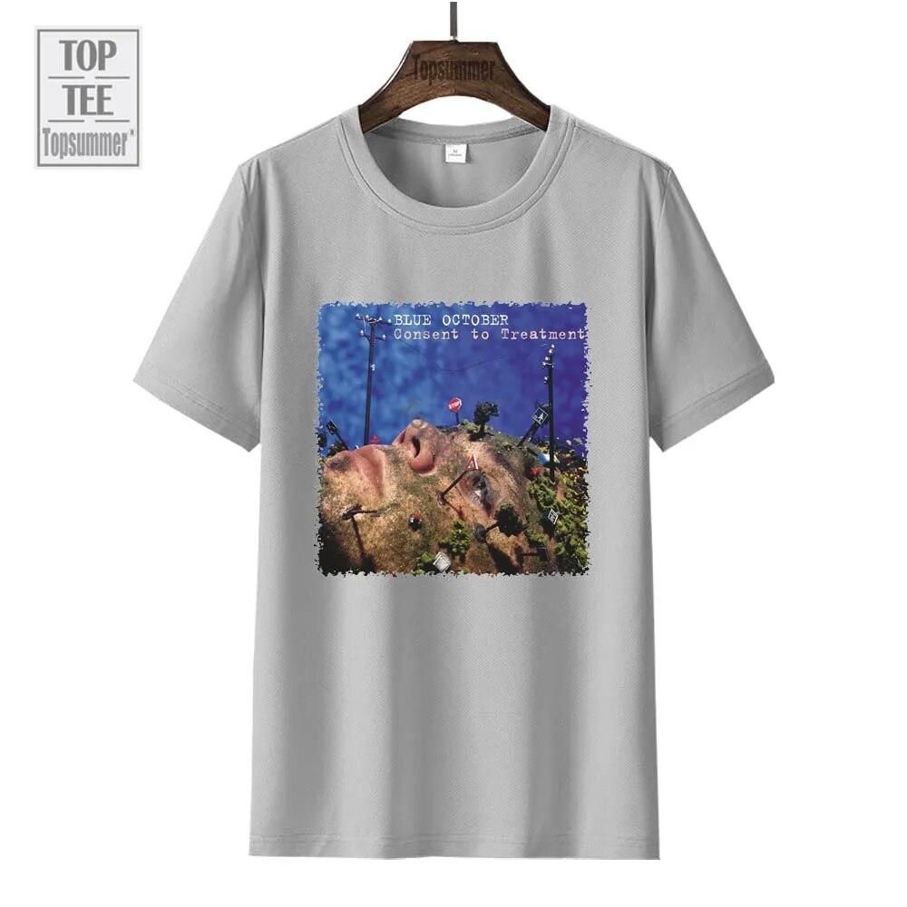 Футболка «Согласие на лечение» с альбомом, синяя футболка «Октябрьский тур», женская уличная модная хлопковая футболка, топы унисекс, большие размеры