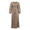 Women's Floral Marty Dress with V-neck and Draped Detail by ANTIK BATIK