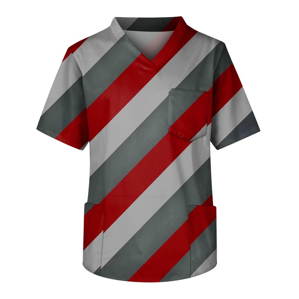 Модный мужской топ с коротким рукавом и V-образным вырезом с принтом и карманом на груди