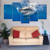 Абстрактные картины с акулами, 5 шт., холст, HD-принты, постеры, домашний декор, рамки, синий океан, большие картины, настенное искусство для гостиной, без рамки