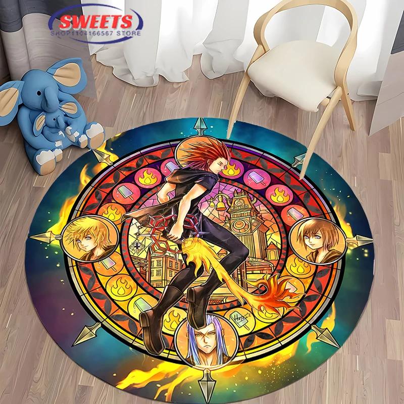 Круглый ковер Disney Kingdom Hearts, Нескользящий игровой коврик, Напольный ковер для гостиной, спальни, детской комнаты, Круглый коврик, Прочный моющийся коврик