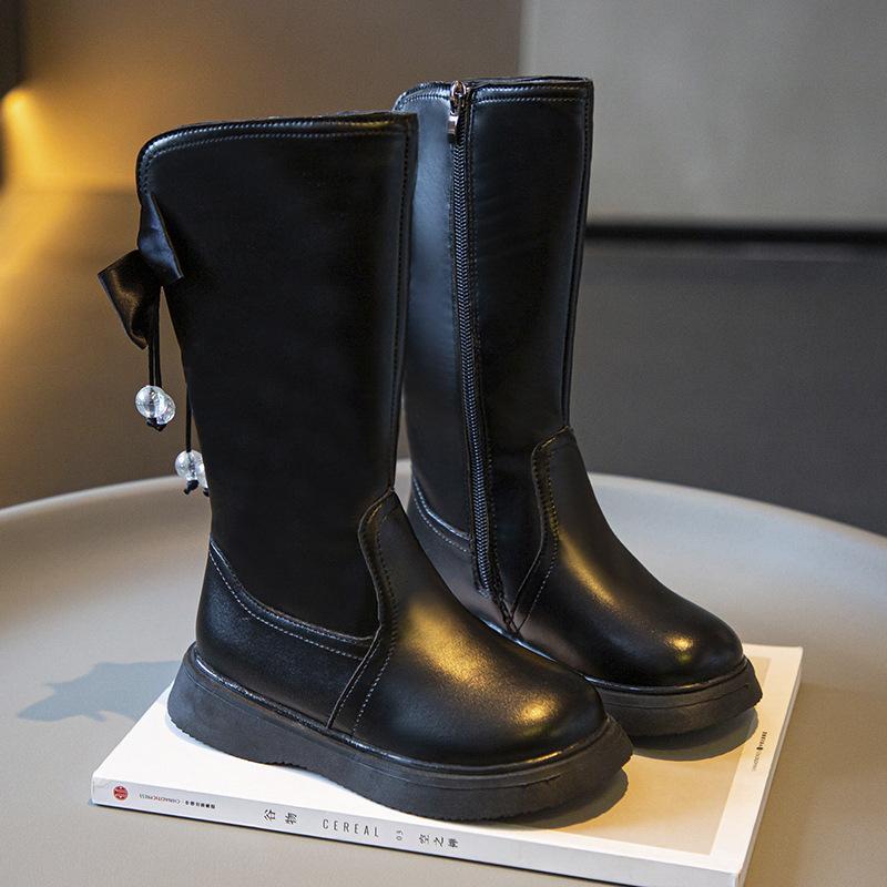 Retro Fashion Girls Short Boots New Velvet Winter Princess Shoes British Style Children's Boots