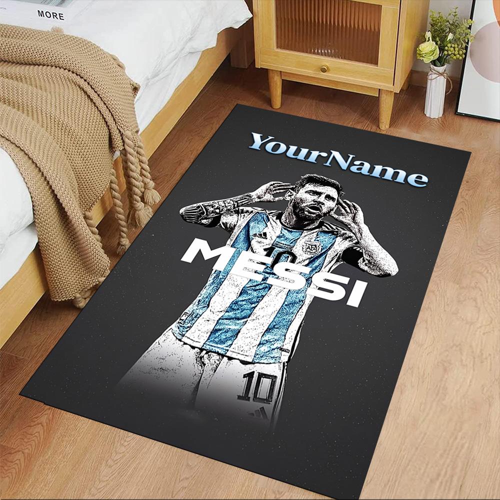 Messi Customize Your Name Carpet Design for Living Rooms Foyer Outdoor Game Room Antislip Carpet Decorate Offices Perfect Gift for Women/Men